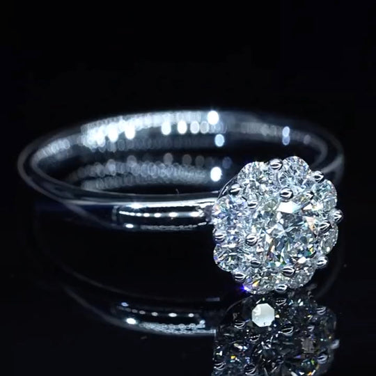 Halo Design Round Cut Moissantie Engagement Ring