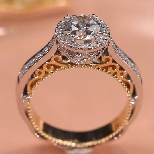 New Luxurious Flower Design Moissanite Engagement Ring