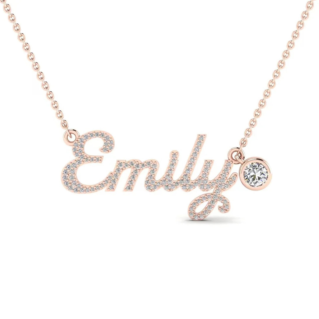 Custom Moissanite Name Necklace With 4mm Charm