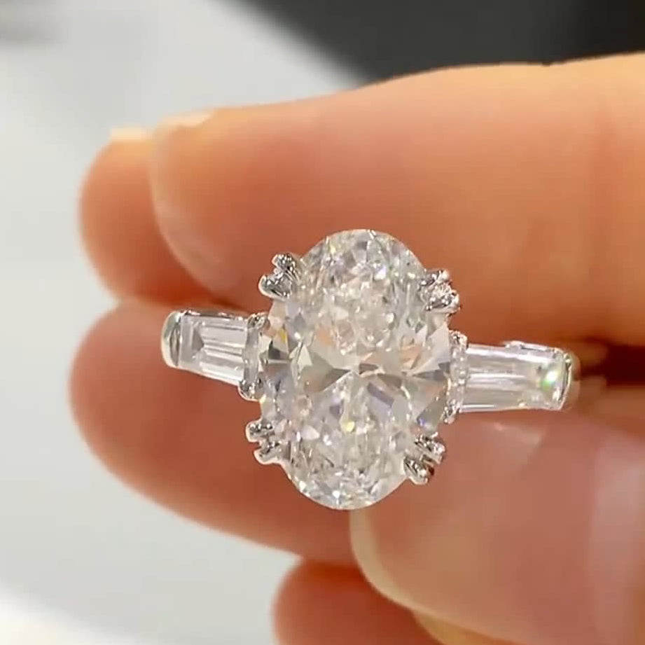 4CT Oval Cut Moissanite Engagement Ring – Gemsbling