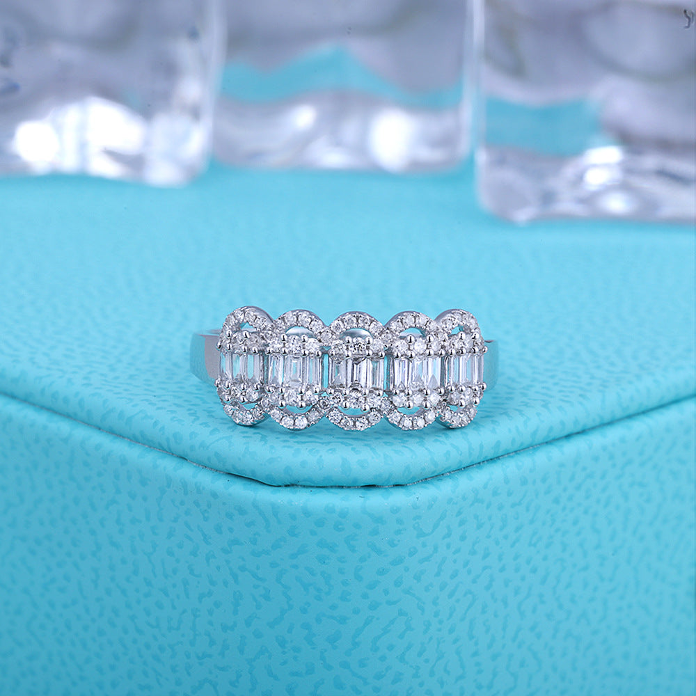 Elegant Design Baguette Moissanite Wedding Ring
