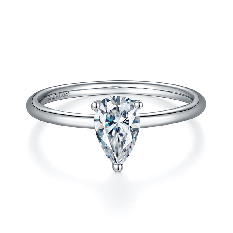 Pear Cut Solitary Moissanite Engagement Ring