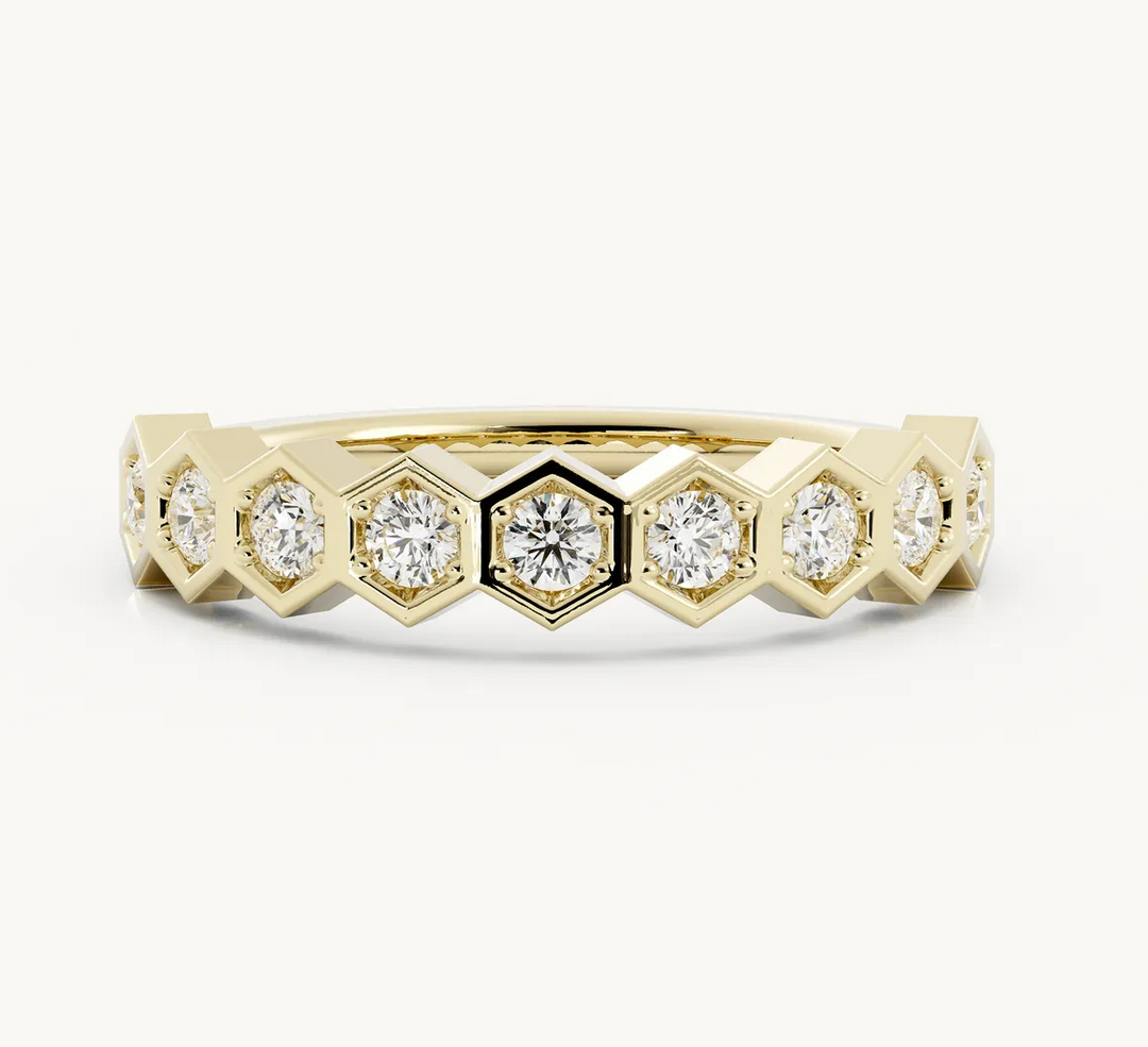 Moissanite Wedding Ring Matching Band 9