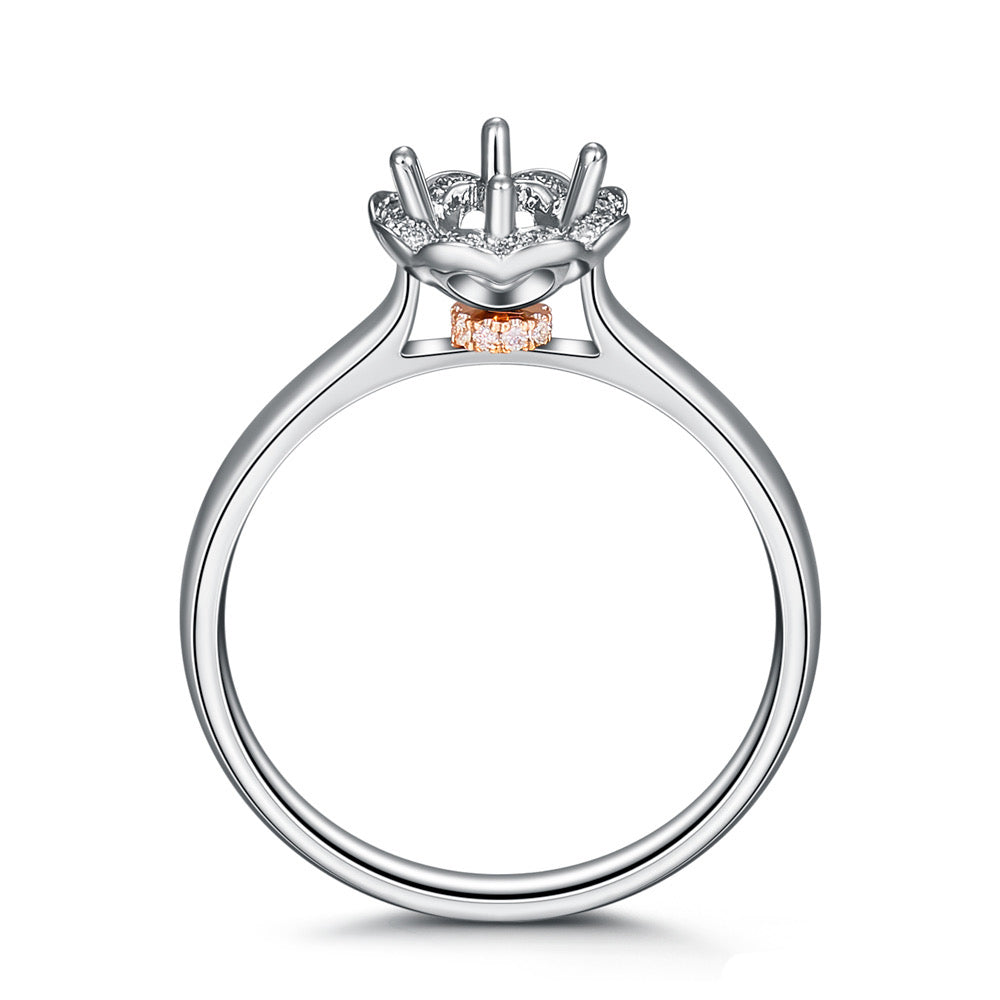 Lucky Flower 2 Tones  Moissanite Engagement Ring
