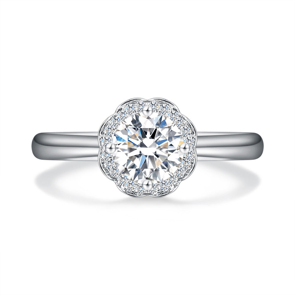 Lucky Flower 2 Tones  Moissanite Engagement Ring