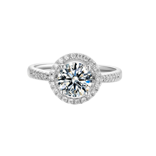 Halo Round Cut Moissantie Engagement Ring