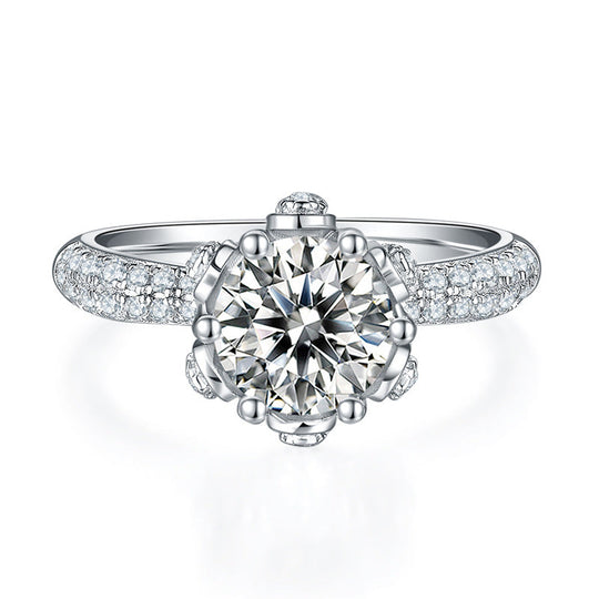 Flower Moissanite Engagement Ring
