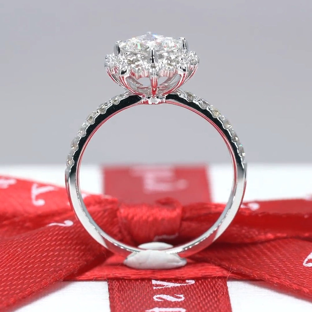 Princess Cut Flower Moissanite Engagement Ring