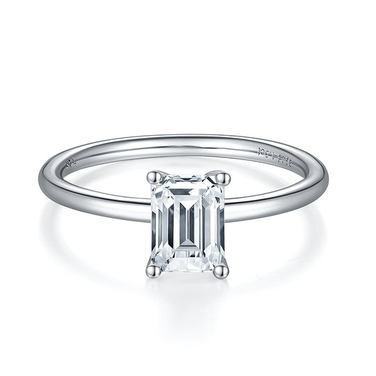 Emerald Cut Solitary Moissanite Engagement Ring