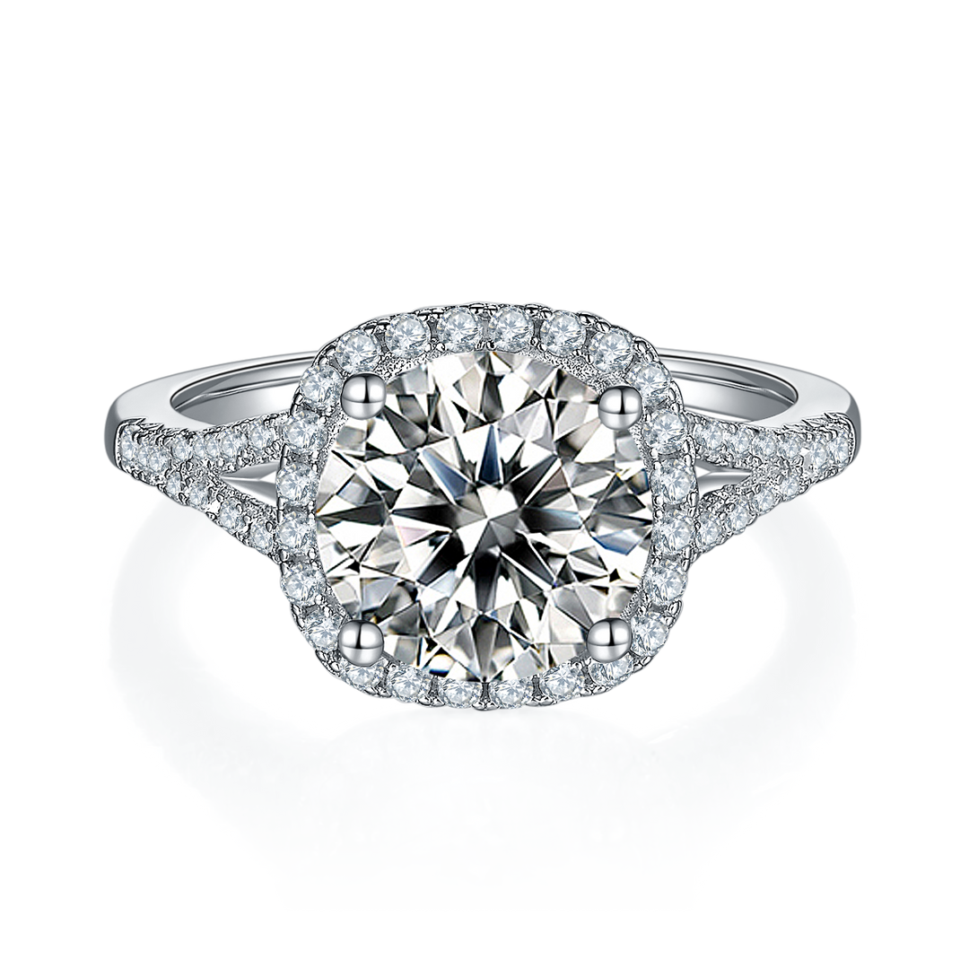 Square Halo Moissanite Ring