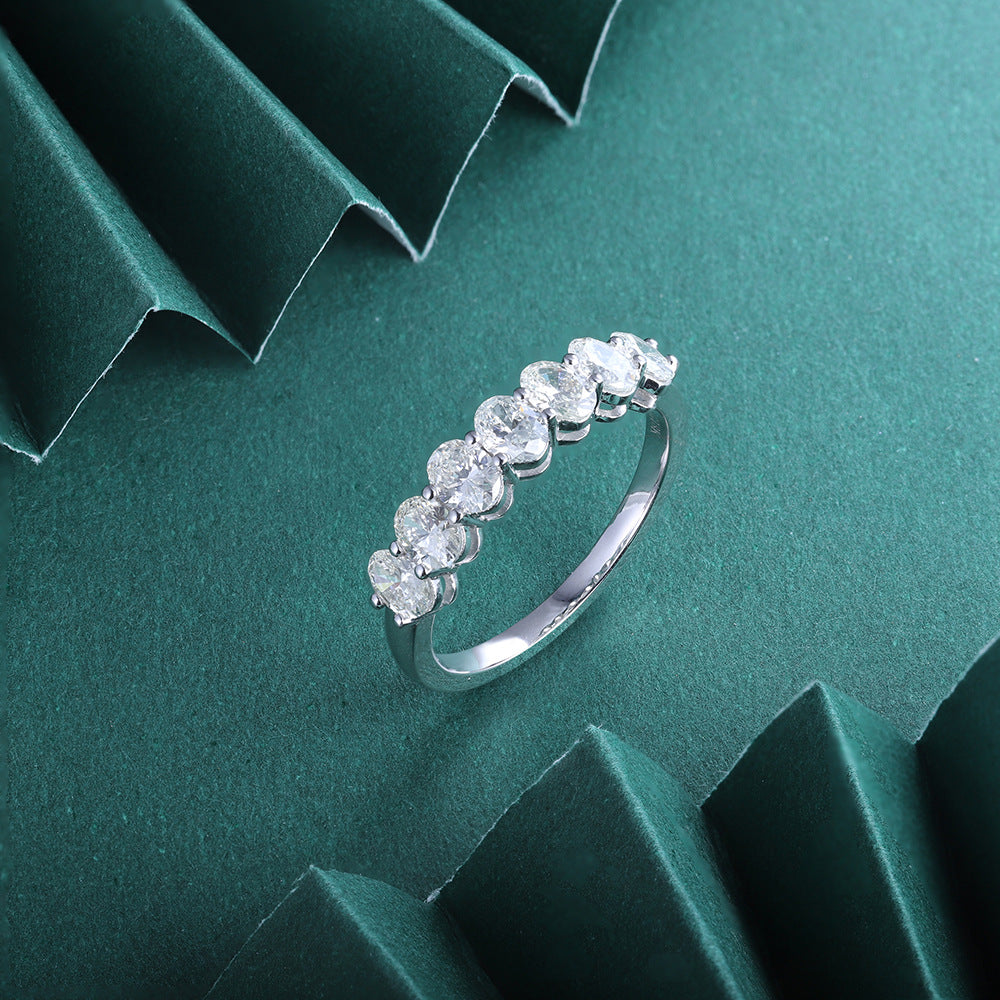 Oval Cut Moissanite Half Eternity Matching Band Wedding Ring – Gemsbling