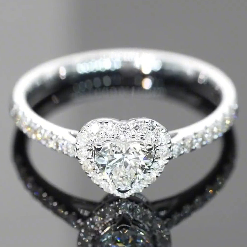 Classic Halo Design Heart Cut Moissanite Engagement Ring