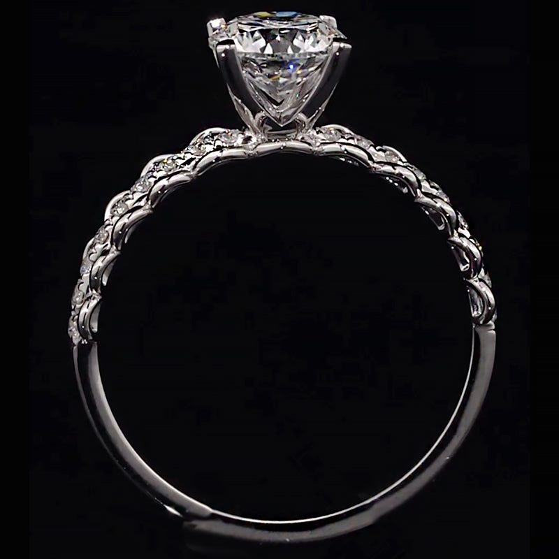 Lace Pave Band Moissanite Engagement Ring