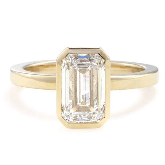 Emerald Cut Solitaire Moissanite Engagement Ring