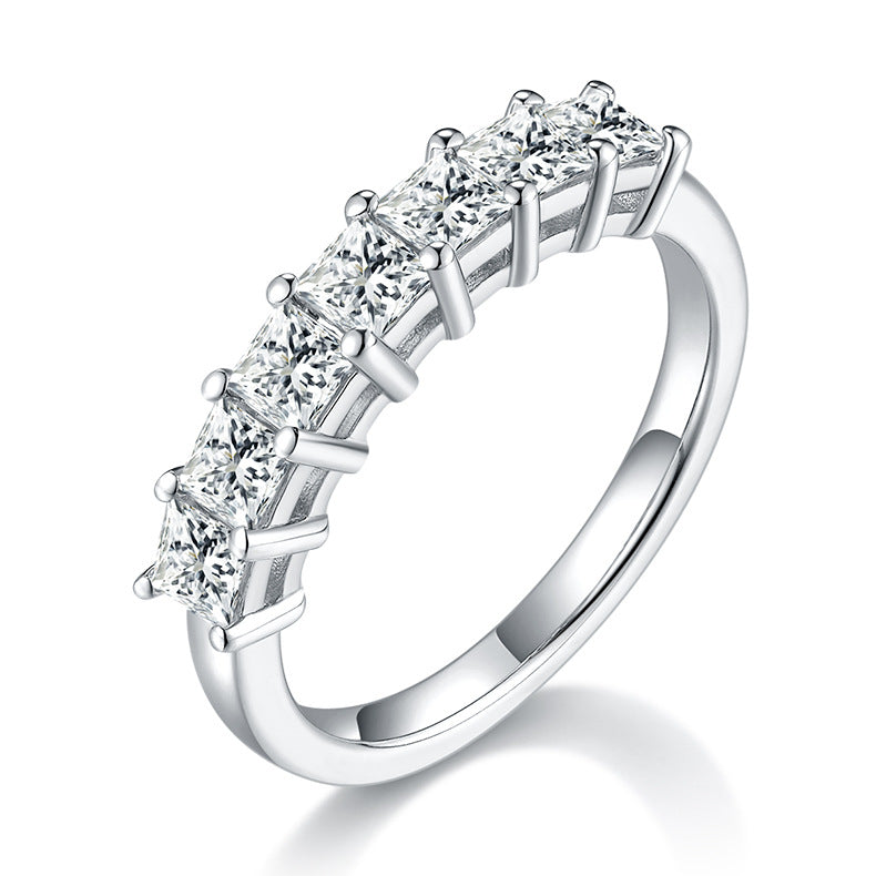 Princess Moissanite Half Eternity Matching Band Wedding Ring