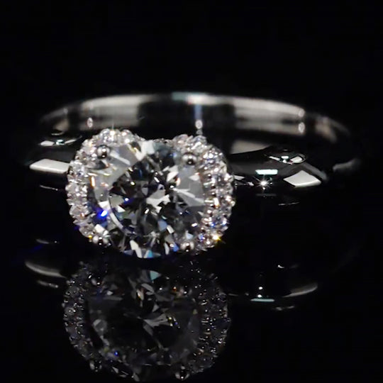 Floral Halo Stacked Setting Moissanite Engagement Ring