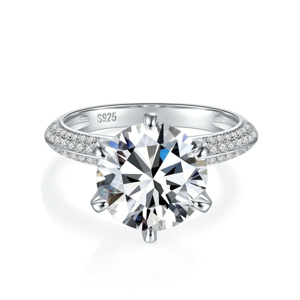 Classic 6 Prongs Iced Out Moissanite Engagement Ring