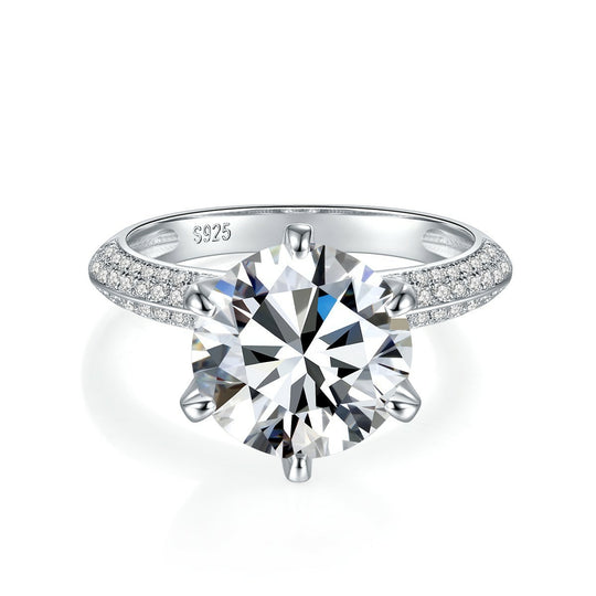 Classic 6 Prongs Iced Out Moissanite Engagement Ring