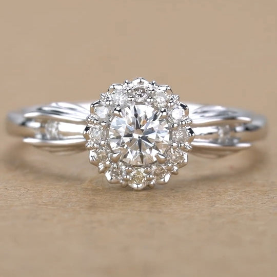 Star and Wing Design Moissanite Engagement Ring