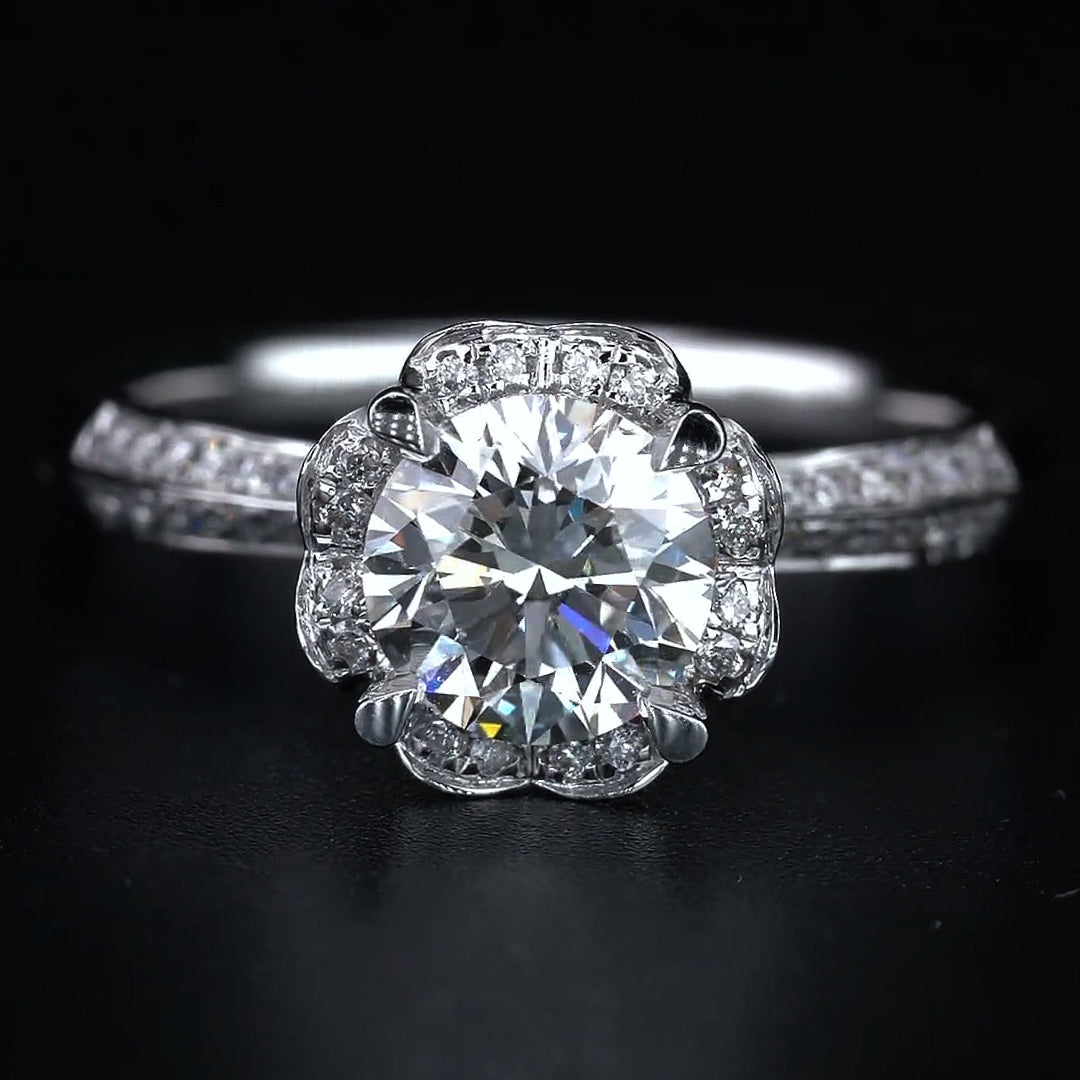 Proposal Flower Design Moissanite Engagement Ring