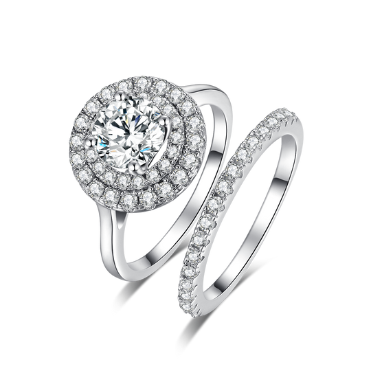 Round Cut Moissanite Moissanite Engagement and Wedding Ring Set 12