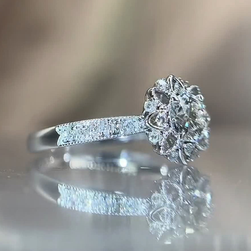 FLower Moissanite Engagement Ring