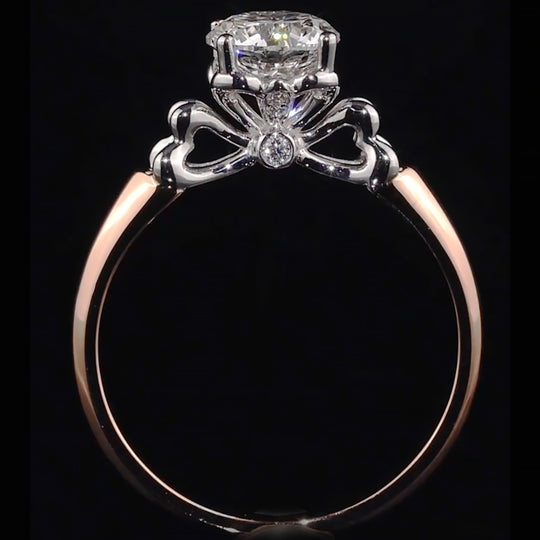Two-Tone Bow Shank Accent Moissanite Engagement Ring