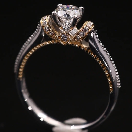 New Arrived Heartfelt 2 Tones Moissanite Engagement Ring