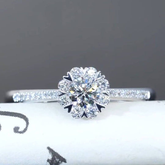 Snowflake Design Moissanite Engagement Ring