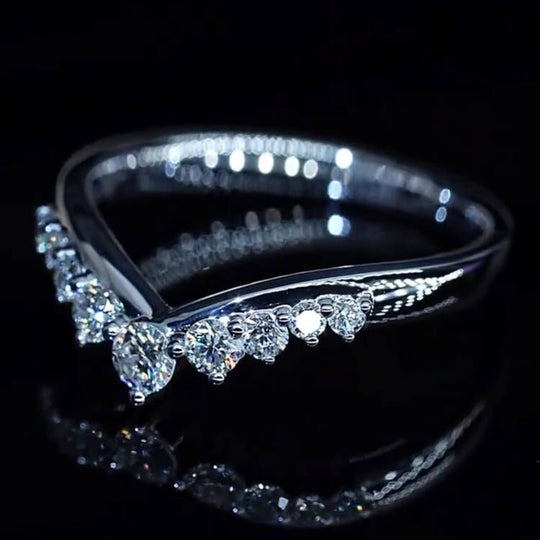 V shape Moissanite Matching Band Wedding Ring