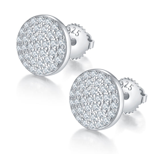 Round Single-Sided S925 Silver Screw Back Stud Moissanite Earrings