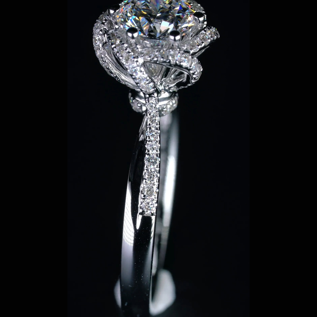 Flower Fountain Design Moissanite Engagement Ring