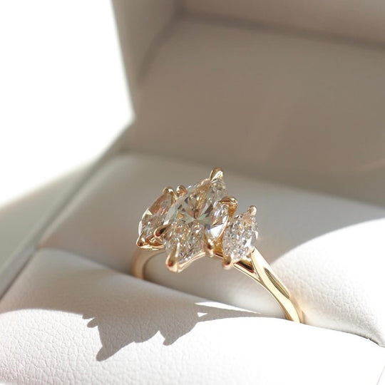 New Arrived Marquise Cut Three-Stone Moissanite Engagement Ring