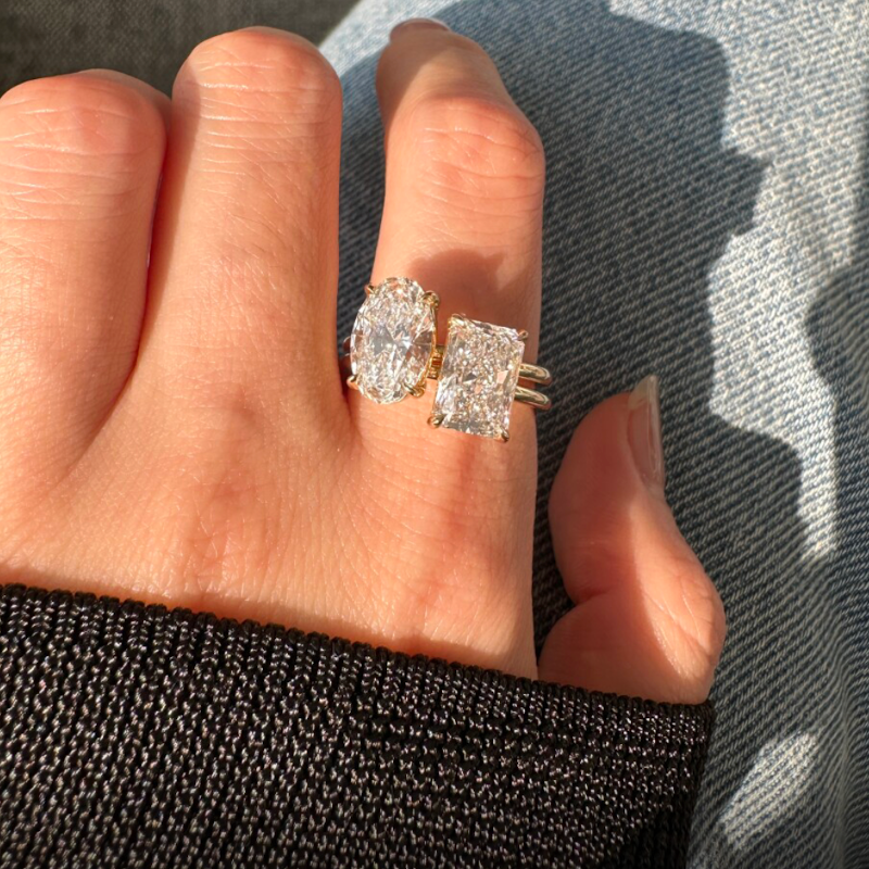 3CT Radiant Cut Solitaire Moissanite Engagement Ring
