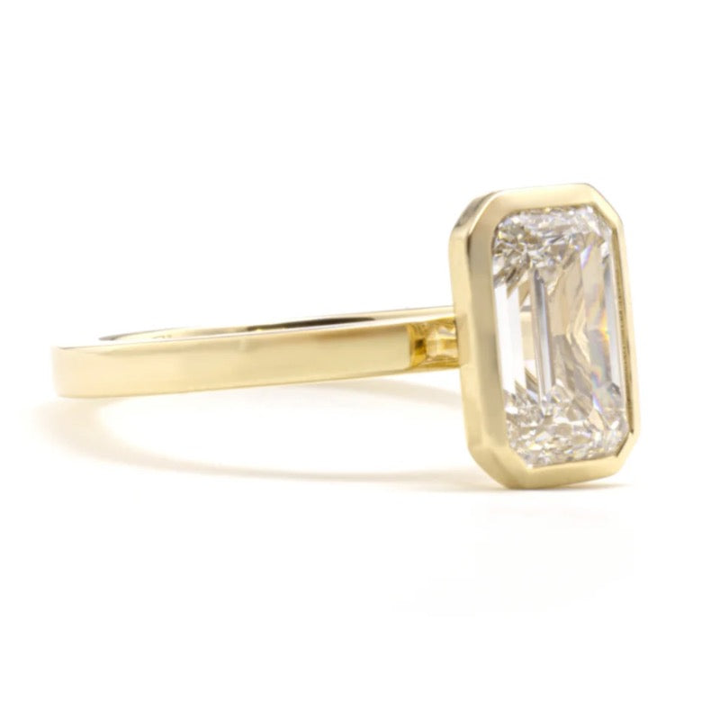 Emerald Cut Solitaire Moissanite Engagement Ring