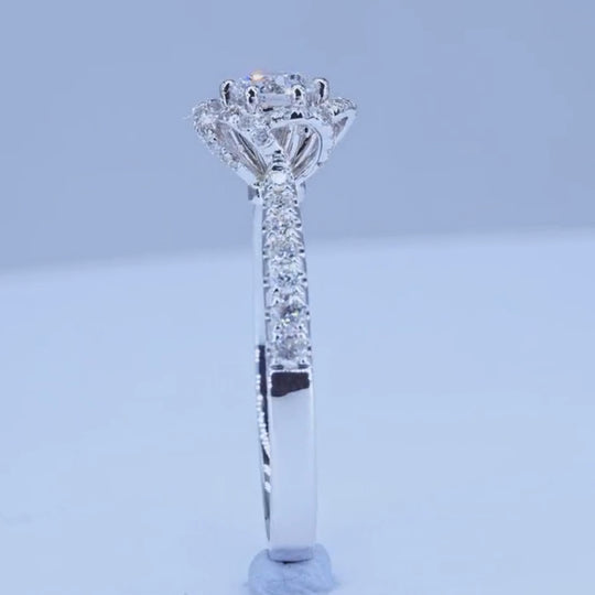 Flower Fountain Design Moissanite Engagement Ring 3