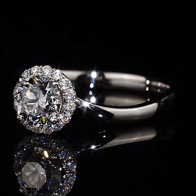 Tiered Halo Stacked Setting Moissanite Engagement Ring