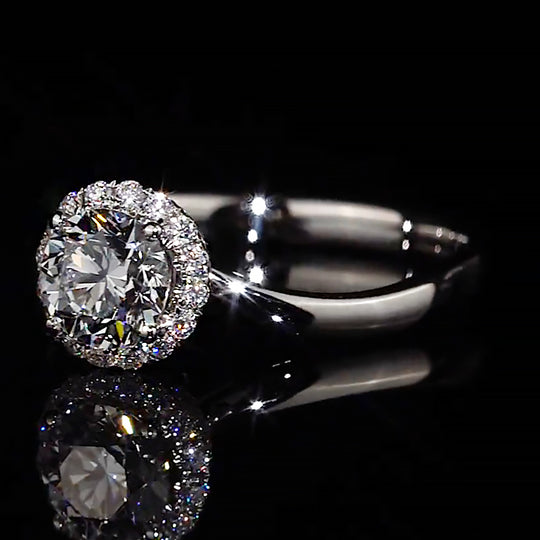Tiered Halo Stacked Setting Moissanite Engagement Ring