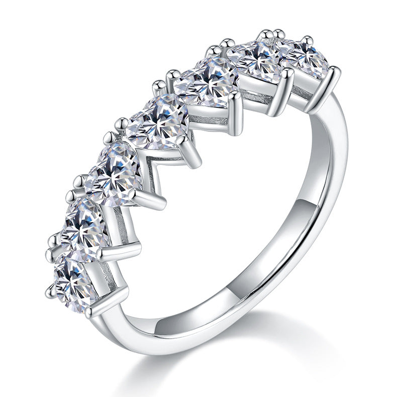 Heart Moissanite Half Eternity Matching Band Wedding Ring