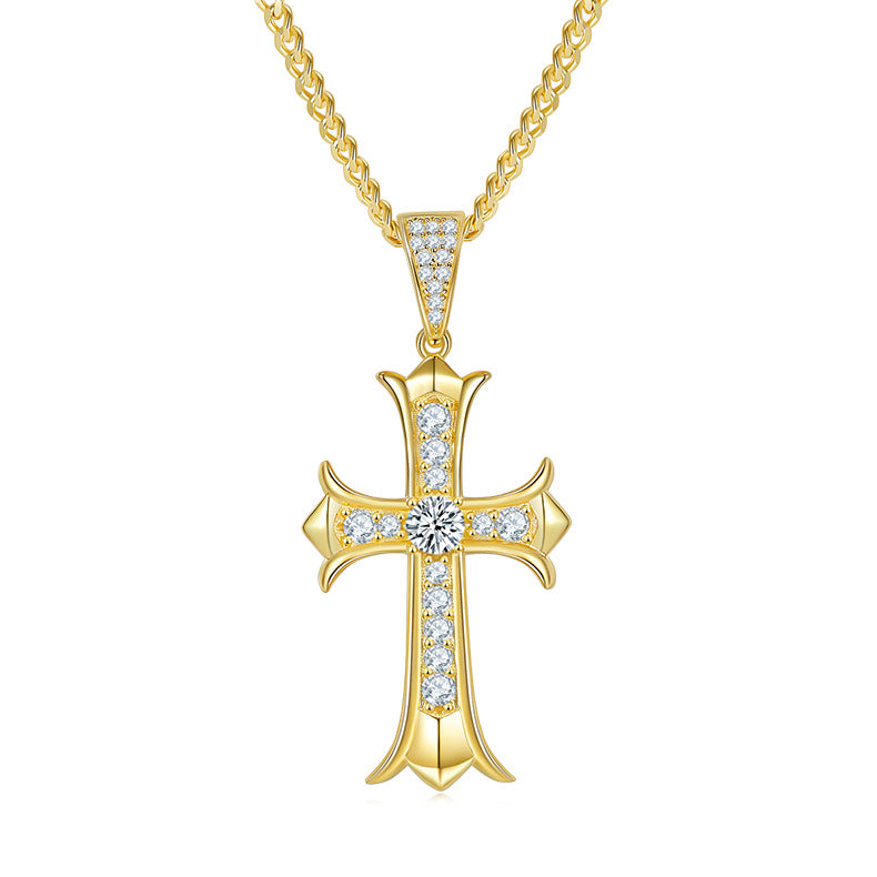 3mm/4mm/5mm Vintage Moissanite Cross Pendant Necklace