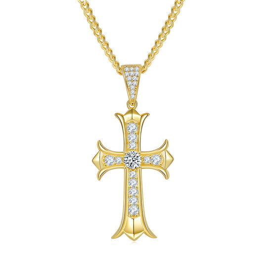 3mm/4mm/5mm Vintage Moissanite Cross Pendant Necklace