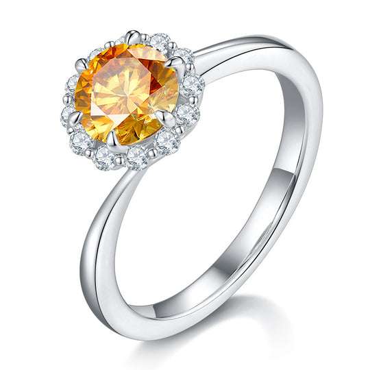 Twisted Ring Band Colorful Moissanite Engagement Ring