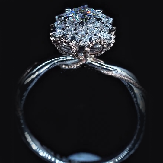 Holding Flowers Design Moissanite Engagement Ring