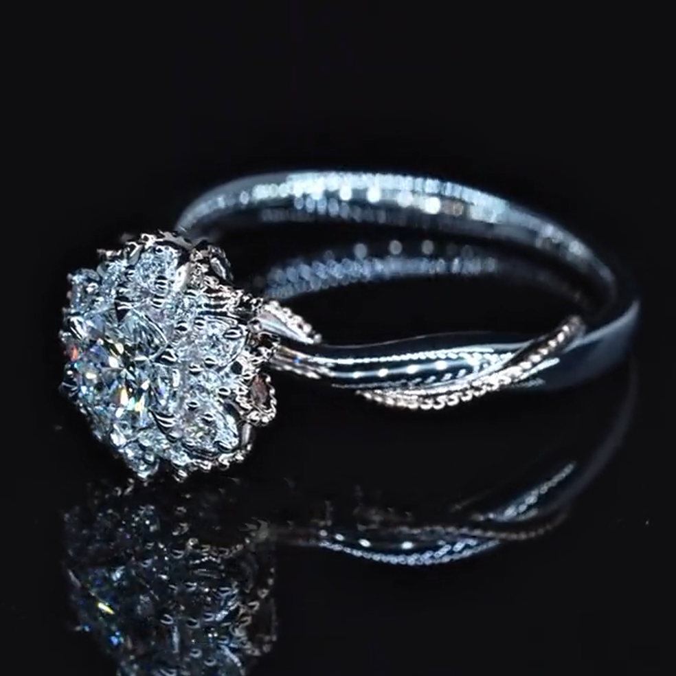 Holding Flowers Design Moissanite Engagement Ring