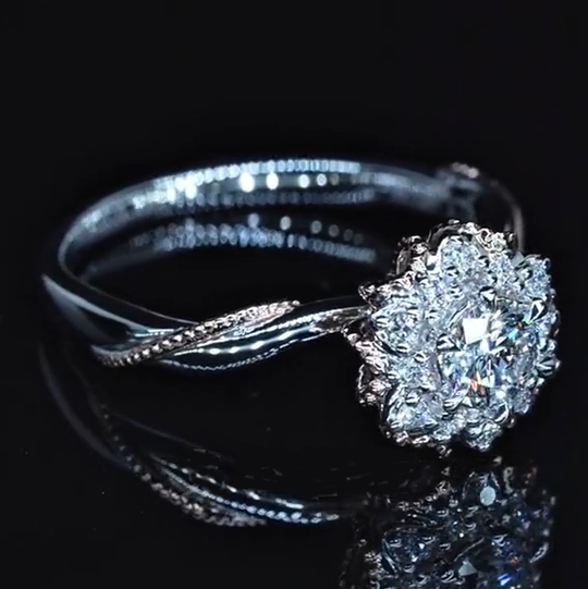 Holding Flowers Design Moissanite Engagement Ring