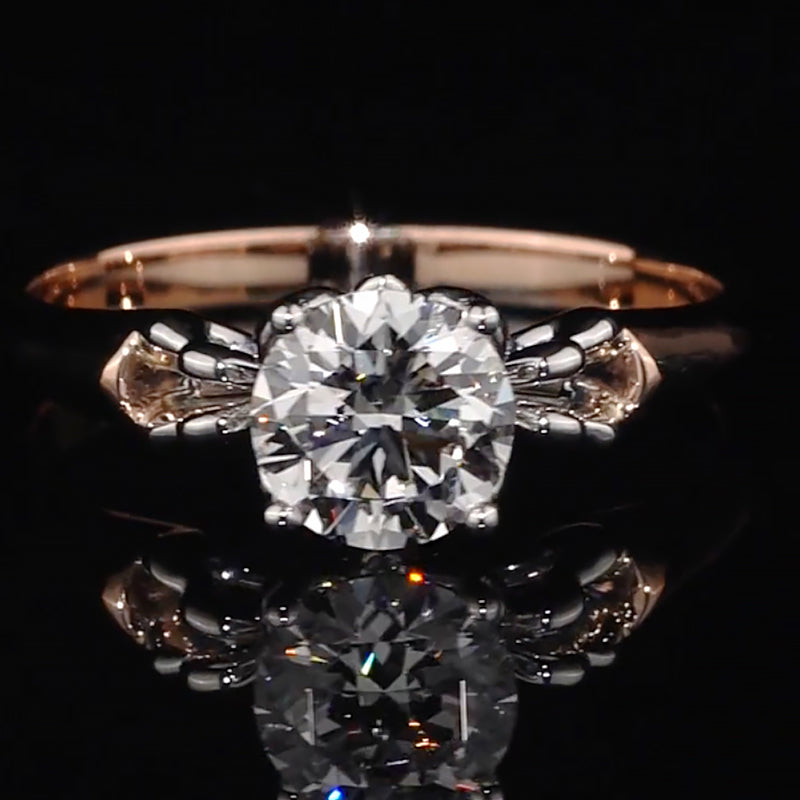 Two-Tone Bow Shank Accent Moissanite Engagement Ring