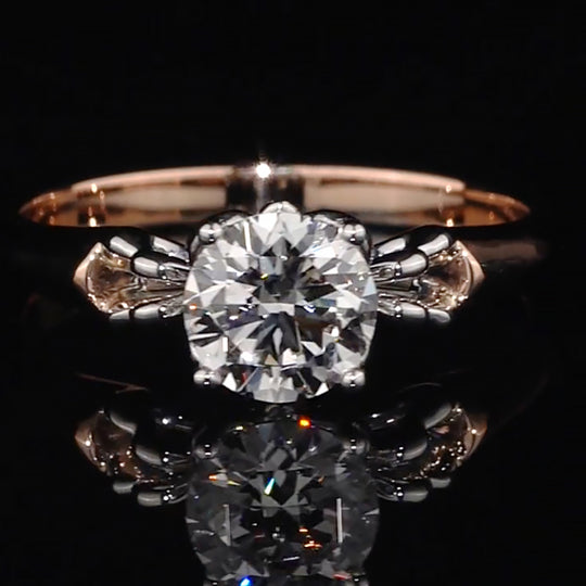 Two-Tone Bow Shank Accent Moissanite Engagement Ring