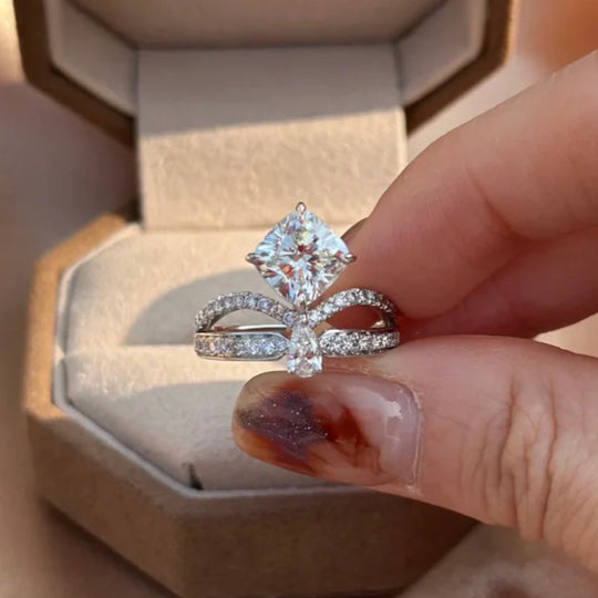 Cushion Crown Moissanite Engagement Ring