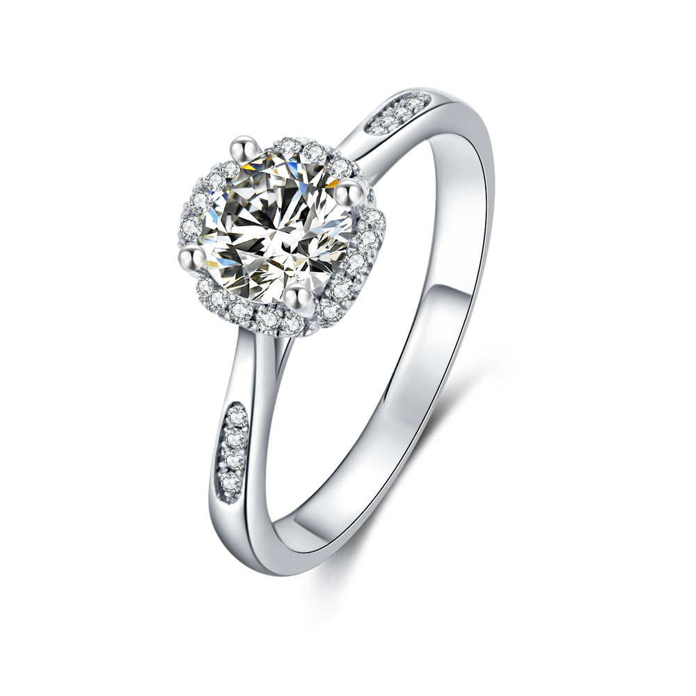 Flower Design Moissanite Engagement Ring