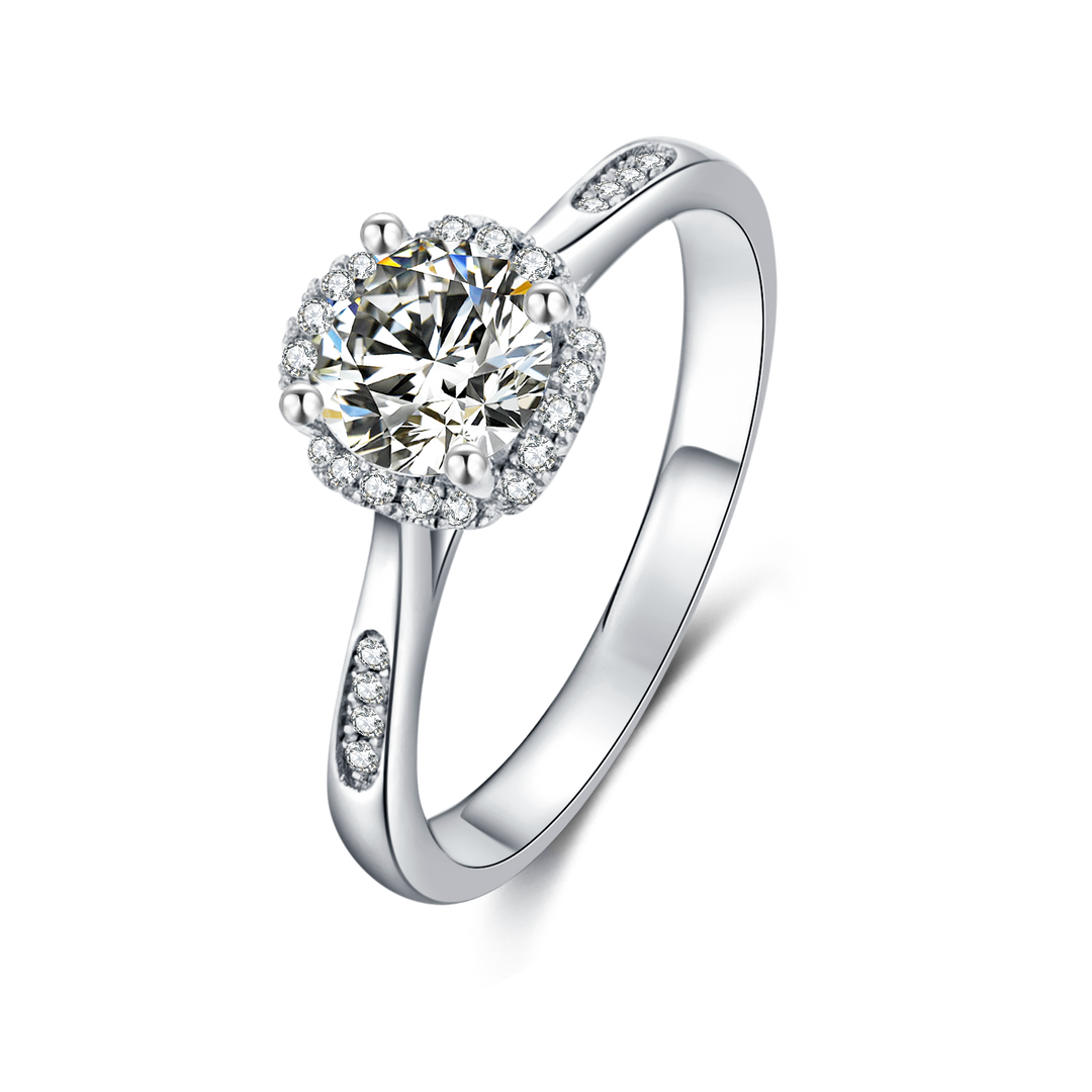 Flower Design Moissanite Engagement Ring